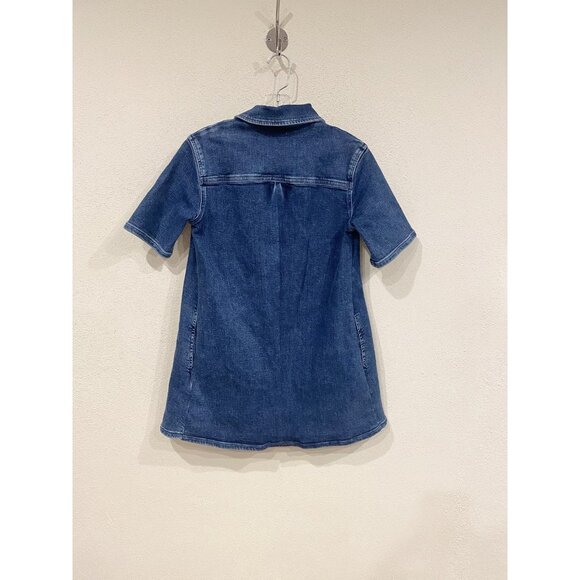Pilcro Westley Denim Shirt Dress Womens XSP Blue Short Sleeve Collared Pockets - Picture 5 of 5
